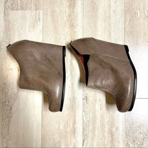 Leather Luxury Rebel Sora Wedge Ankle Booties 408 Women’s Designer Edgy - Picture 4 of 12